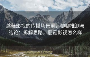 蘑菇影视的传播场景里，聊聊推测与结论：拆解思路，蘑菇影视怎么样
